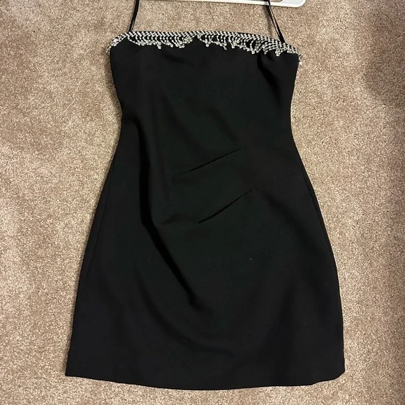 MINKPINK Black Mini Dress with Beaded Neckline - Picture 1 of 3